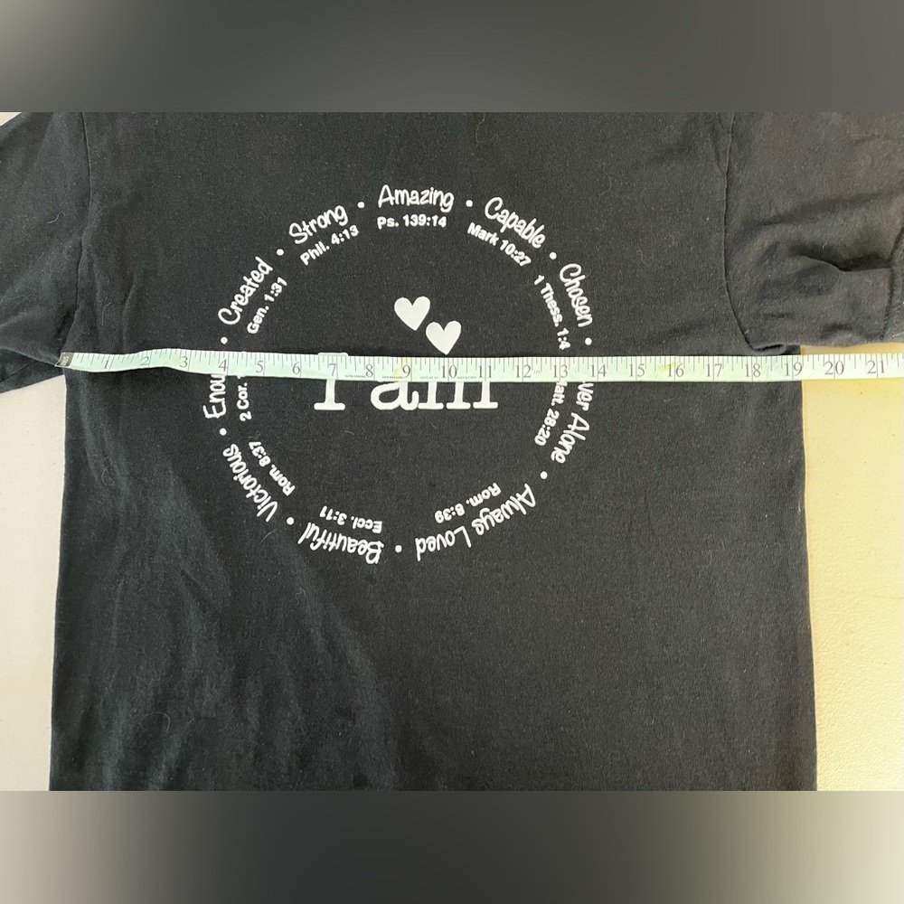 Gildan 100% Cotton T-Shirt -Black Crew Neck- “I AM” inspirational-size M - Picture 6 of 8
